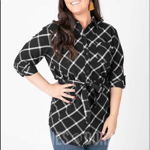 Agnes & Dora Black and White Plaid Tunic.